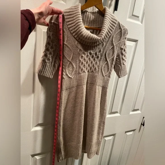 Ann Taylor Loft Tan Cowl Neck Sweater Dress; NWT; Small Petite - Picture 4 of 7
